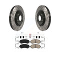 Transit Auto - Front Coated Drilled Slotted Disc Brake Rotors And Ceramic Pads Kit For 2019 Nissan Rogue FULL HYBRID EV-GAS (FHEV) engine Electric Parking or Manual KDA-100048