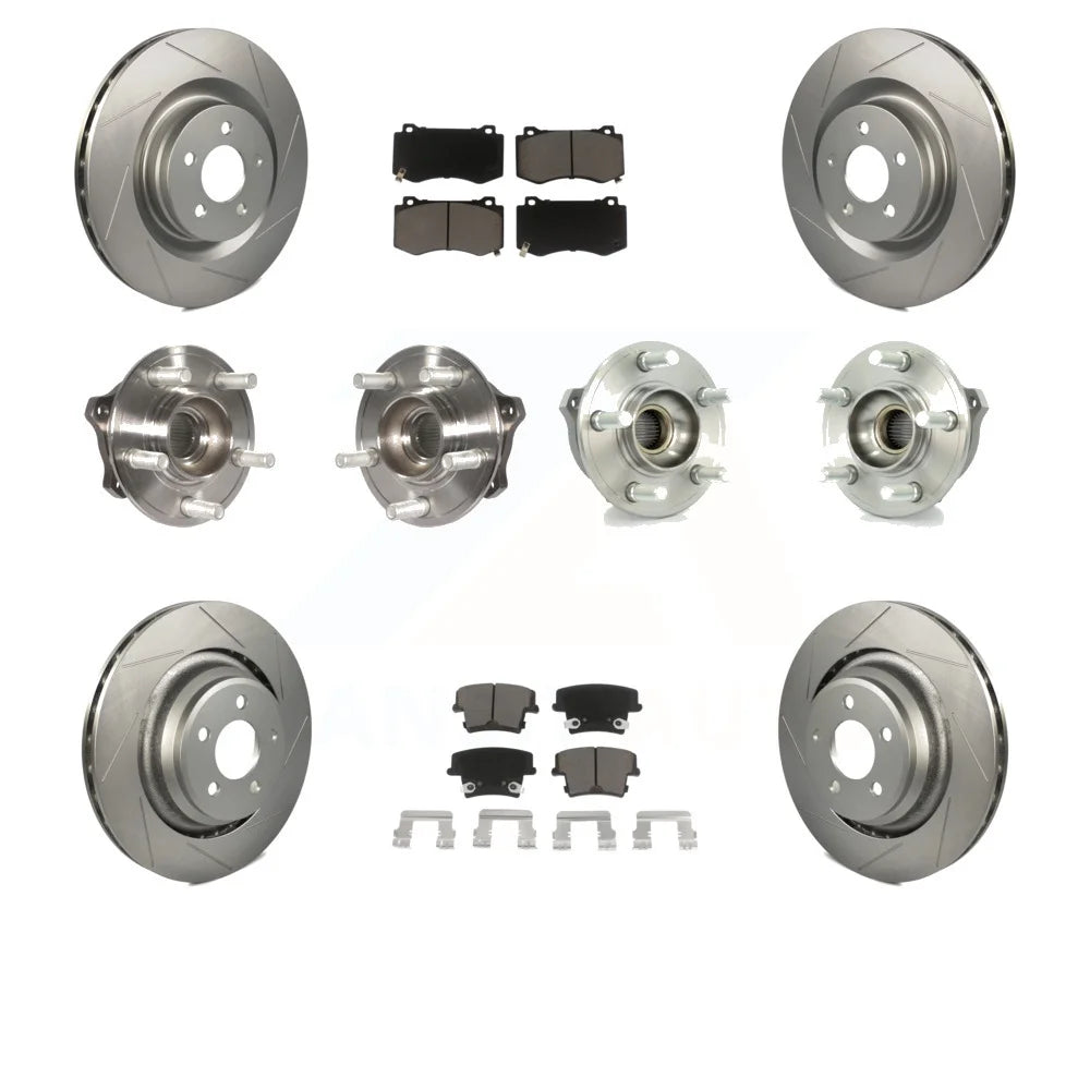 Transit Auto - Front Rear Hub Bearings Assembly Coated Disc Brake Rotors And Ceramic Pads Kit (10Pc) For 2020 Dodge Challenger GT with AWD With Brembo Brakes KBB-120585