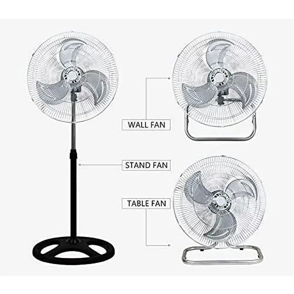3 In 1 (Stand + Desk + Wall Fan) High Velocity 18 Inch Industrial Grade Floor Stand Mount Oscillating Blower Fan