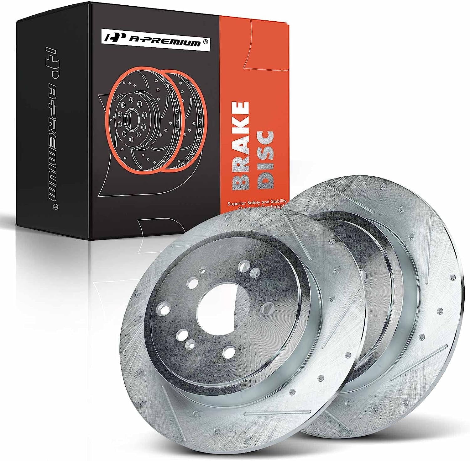A-Premium Rear Drilled and Slotted Disc Brake Rotors Set Compatible with Honda Ridgeline 2006-2014 3.5L, Replace# S-31398, 63159052L