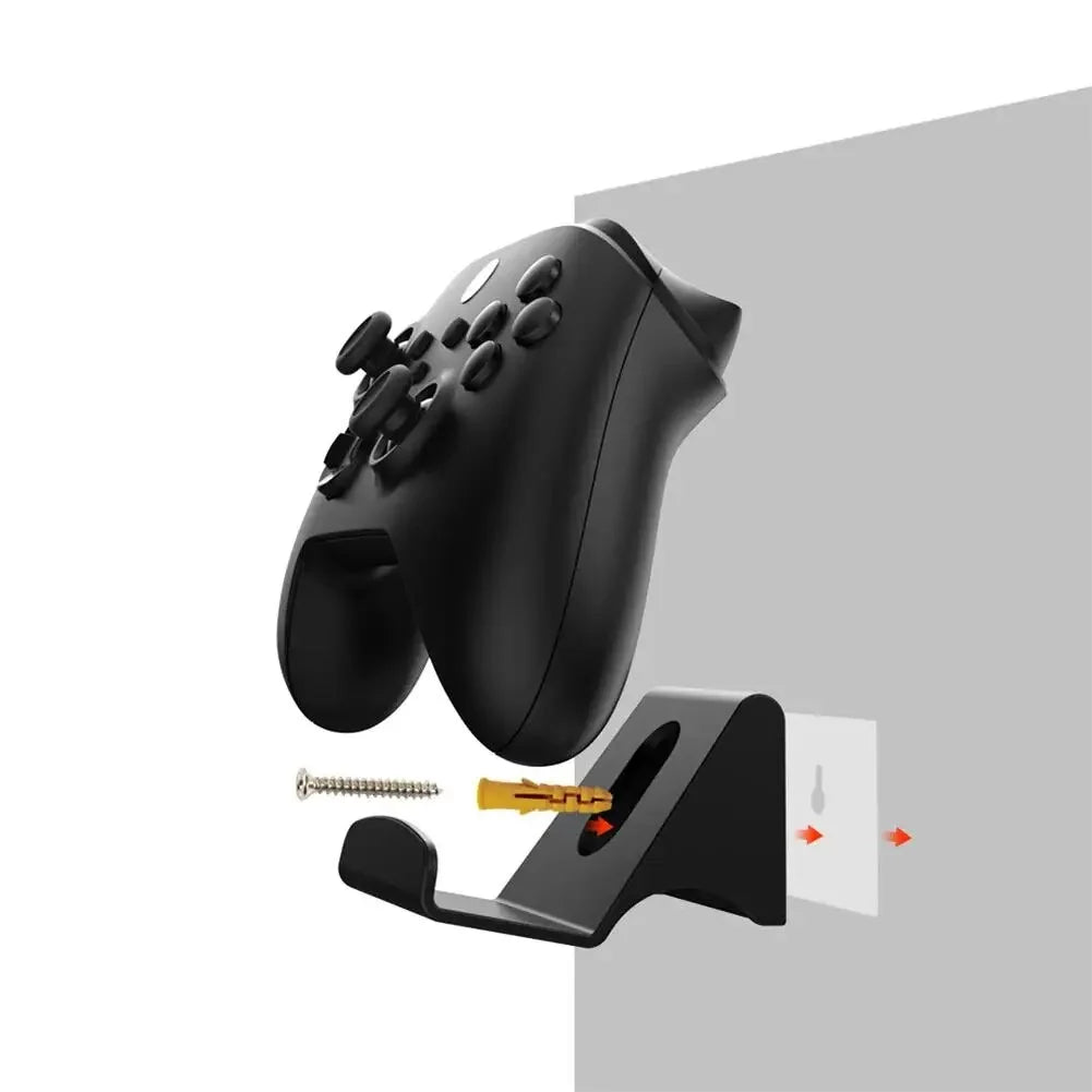 2 Pcs Wall Hanging Bracket Game Handle Controller Headset Hook Hanger Universal Storage Shelf Holder for PS Xbox Switch Pro-2Pcs black
