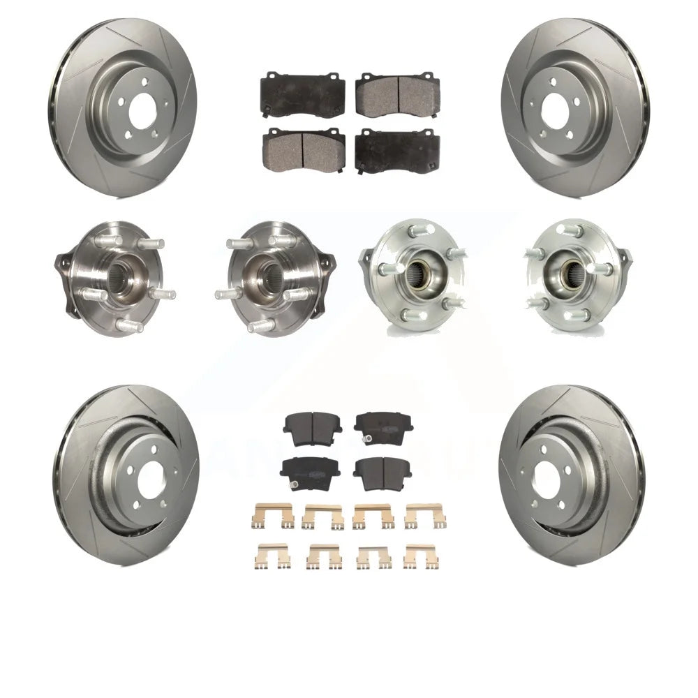 Transit Auto - Front Rear Hub Bearings Assembly Coated Disc Brake Rotors And Semi-Metallic Pads Kit (10Pc) For 2020 Dodge Challenger GT with AWD With Brembo Brakes KBB-117009
