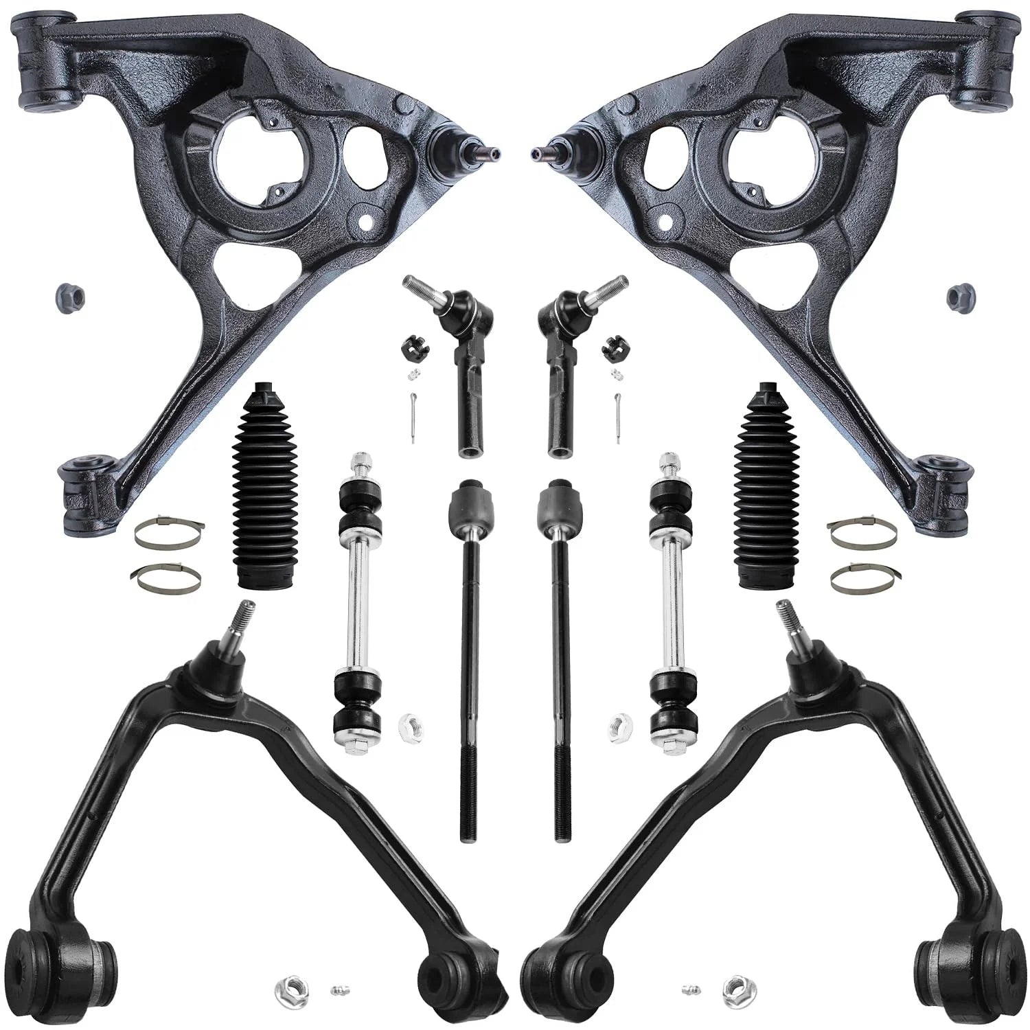 Detroit Axle - 12pc RWD Front Control Arms Tie Rods w/Boots Sway Bars Replacement for GMC Savana 1500 Fits select: 2003-2009 CHEVROLET EXPRESS G1500, 2012 CHEVROLET EXPRESS G1500 LT