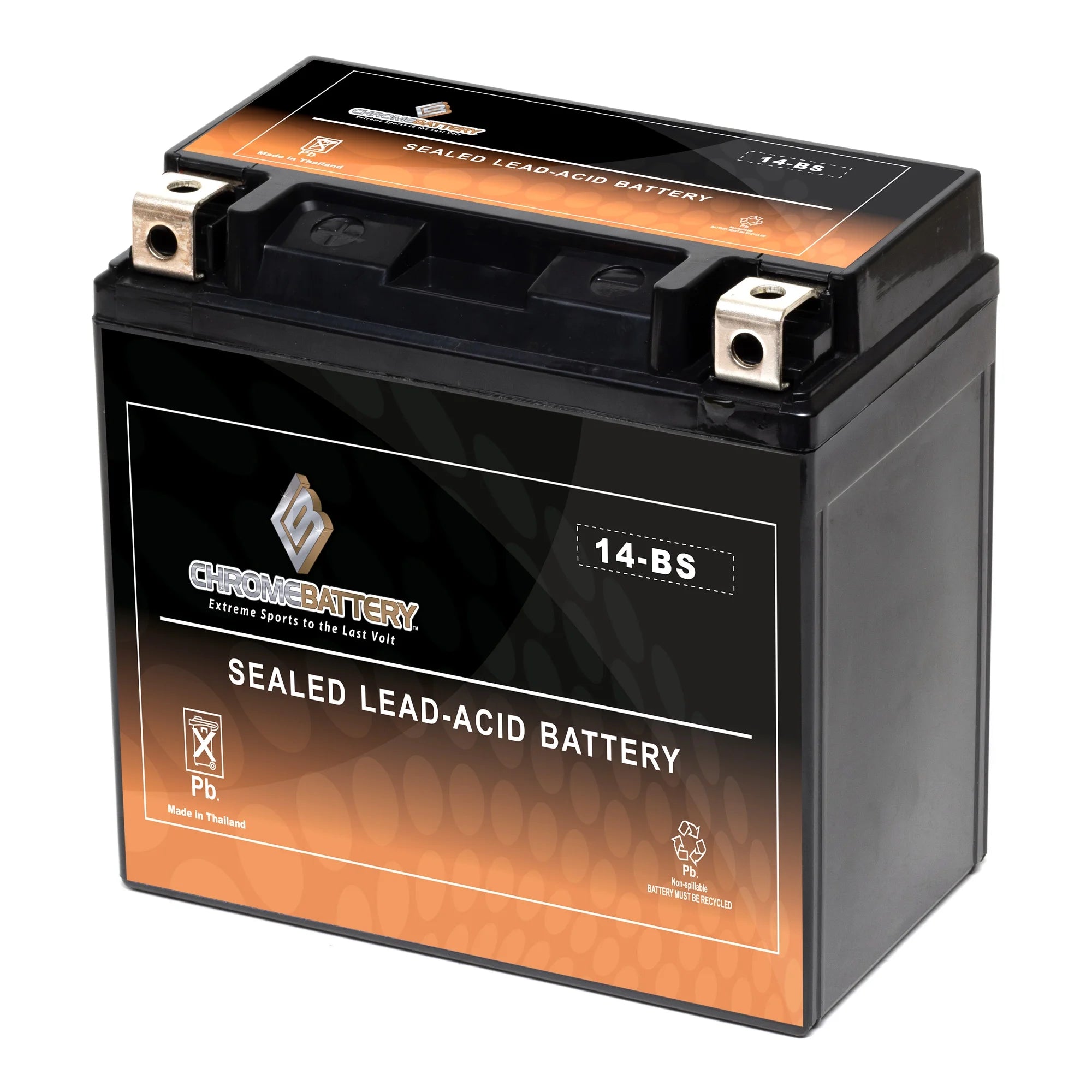 Chrome Battery YTX14-BS (14-BS 12 Volt,12 Ah, 200 CCA) Motorcycle Battery for Buell 500cc Blast 2000