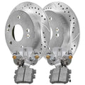 AutoShack Rear Brake Calipers Ceramic Pads Drilled Slotted Rotors Silver Kit Driver and Passenger Side Replacement for 1998 1999 2000 2001 2002 Honda Accord 3.0L V6 FWD BRKPKG579