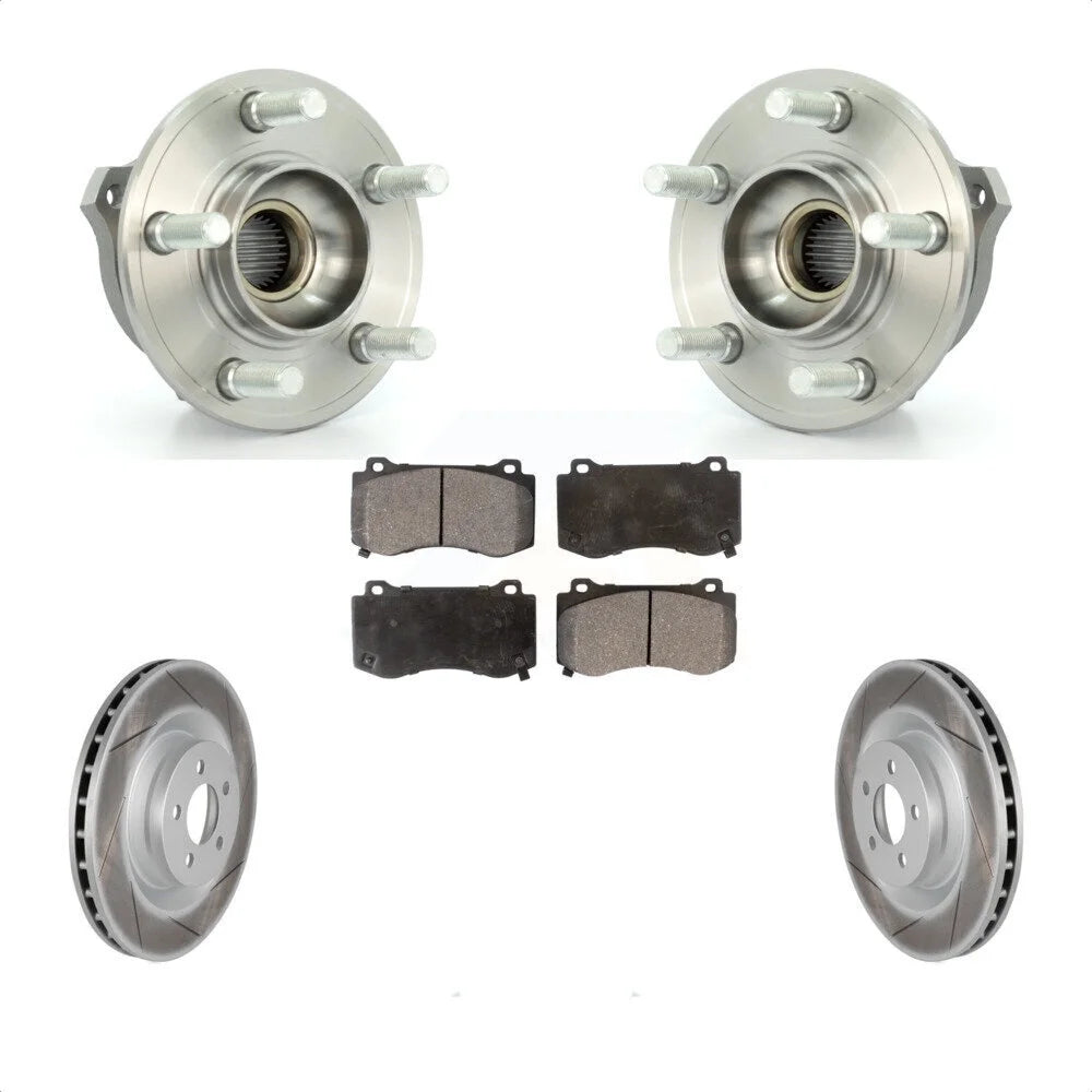 Transit Auto - Front Hub Bearing Assembly With Coated Disc Brake Rotors And Semi-Metallic Pads Kit For Dodge Challenger Charger Brembo Brakes GT with AWD KBB-116820