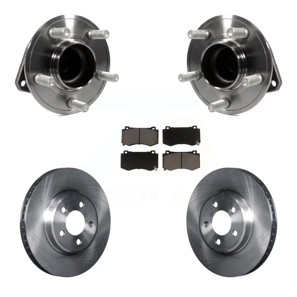Transit Auto - Front Hub Bearing Assembly With Disc Brake Rotors And Ceramic Pads Kit For 2019 Dodge Charger GT with RWD Brembo Brakes KBB-122419