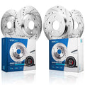 Detroit Axle - 276mm Front + 270mm Rear Drilled and Slotted Disc Brake Rotors Kit Replacement for Chevy Malibu Pontiac G6 [ 4 Cylinder ] - 4pc Set