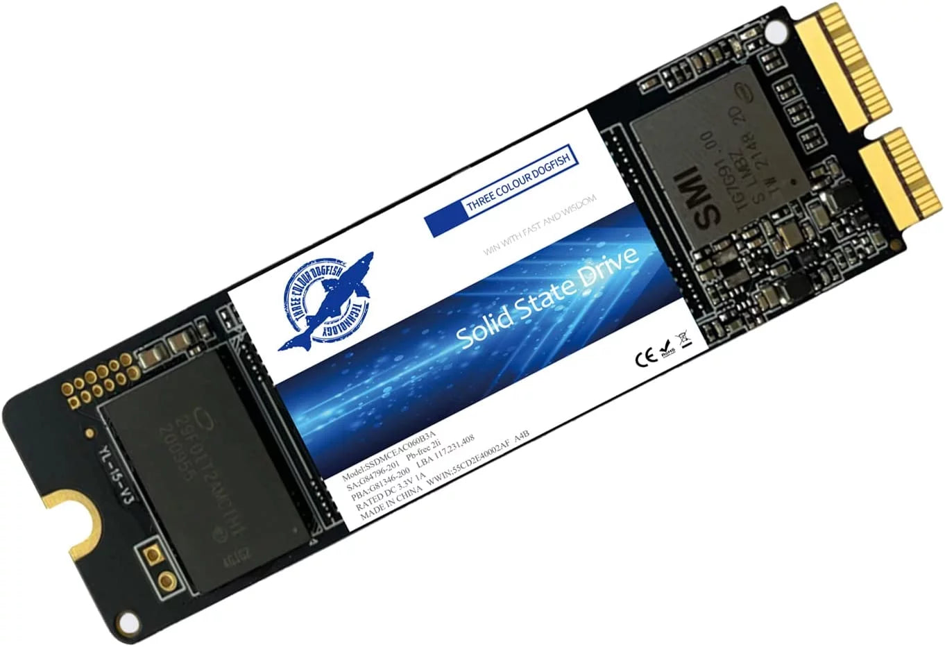 Dogfish 1TB SSD for MacBook PCIe Gen3x4 M.2 2280 NVMe, Internal SSD for MacBook Air A1466 A1465(2013-2017)/MacBook Pro A1398 A1502(Retina 2013-2015)/iMac A1419 A1418