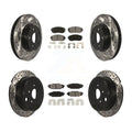 Transit Auto - Front Rear Coated Drilled Slotted Disc Brake Rotors And Semi-Metallic Pads Kit For 2011 Subaru Impreza Outback Sport 2.5i Premium KDS-100245