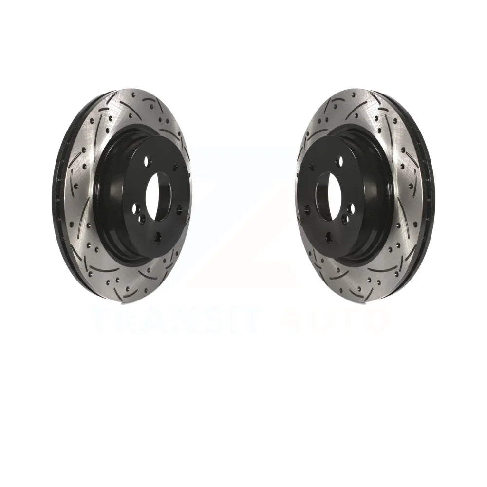 Rear Coated Drilled Slotted Disc Brake Rotors Pair For Mercedes-Benz E350 C250 C300 C350 E550 KD-100191