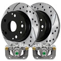 AutoShack Rear Brake Calipers and Drilled Slotted Rotors Black Kit Driver and Passenger Side Replacement for 2003-2007 2008 2009 2010 2011 Honda Element 2004-2008 Acura TL 2.4L 3.2L 3.5L V6 4WD FWD