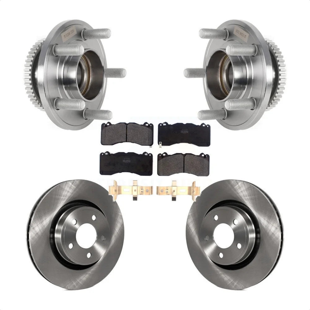 Transit Auto - Front Hub Bearing Assembly With Disc Brake Rotors And Semi-Metallic Pads Kit For 2015 Ford Mustang V6 Brembo Brakes KBB-126436