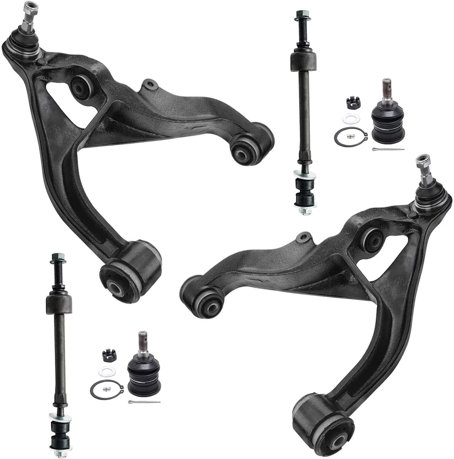 Detroit Axle - Front Lower Control Arms Ball Joints Sway Bar Links Replacement for Dodge Ram 1500 5-Lug - 6pc Set