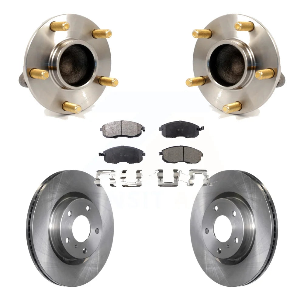 Transit Auto - Front Hub Bearing Assembly With Disc Brake Rotors And Semi-Metallic Pads Kit For INFINITI G35 Nissan 350Z Without Brembo Brakes KBB-105122