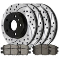 AutoShack Front and Rear Drilled Slotted Brake Rotors Black Performance Ceramic Pad Kit Replacement for 2011-2014 Nissan Murano 2011-2013 INFINITI M37 M56 2012-2013 M35h 2014-2017 QX70 2017-2019 Q70L