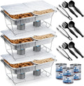 Disposable Chafing Dish Buffet Set Wire Racks Pans Lids Serving Spoons Forks Tongs Diplastible 33 Pc