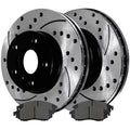 AutoShack Front Drilled Slotted Brake Rotors Black and Ceramic Pads Kit Driver and Passenger Side Replacement for INFINITI G37 G35 EX35 M37 M35 QX70 Q40 G25 QX50 M45 M56 Q70L Nissan Murano 370Z 350Z