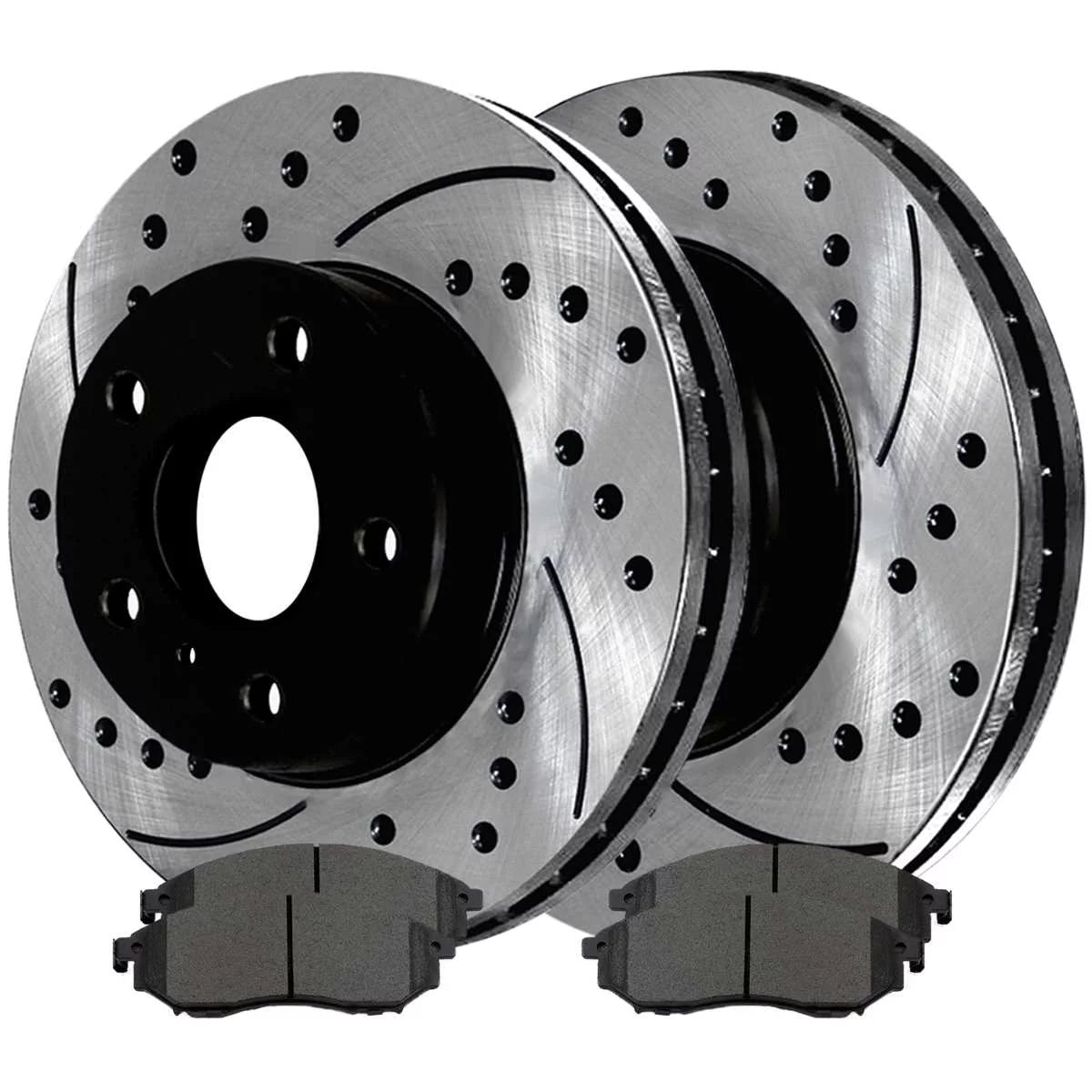 AutoShack Front Drilled Slotted Brake Rotors Black and Ceramic Pads Kit Driver and Passenger Side Replacement for INFINITI G37 G35 EX35 M37 M35 QX70 Q40 G25 QX50 M45 M56 Q70L Nissan Murano 370Z 350Z