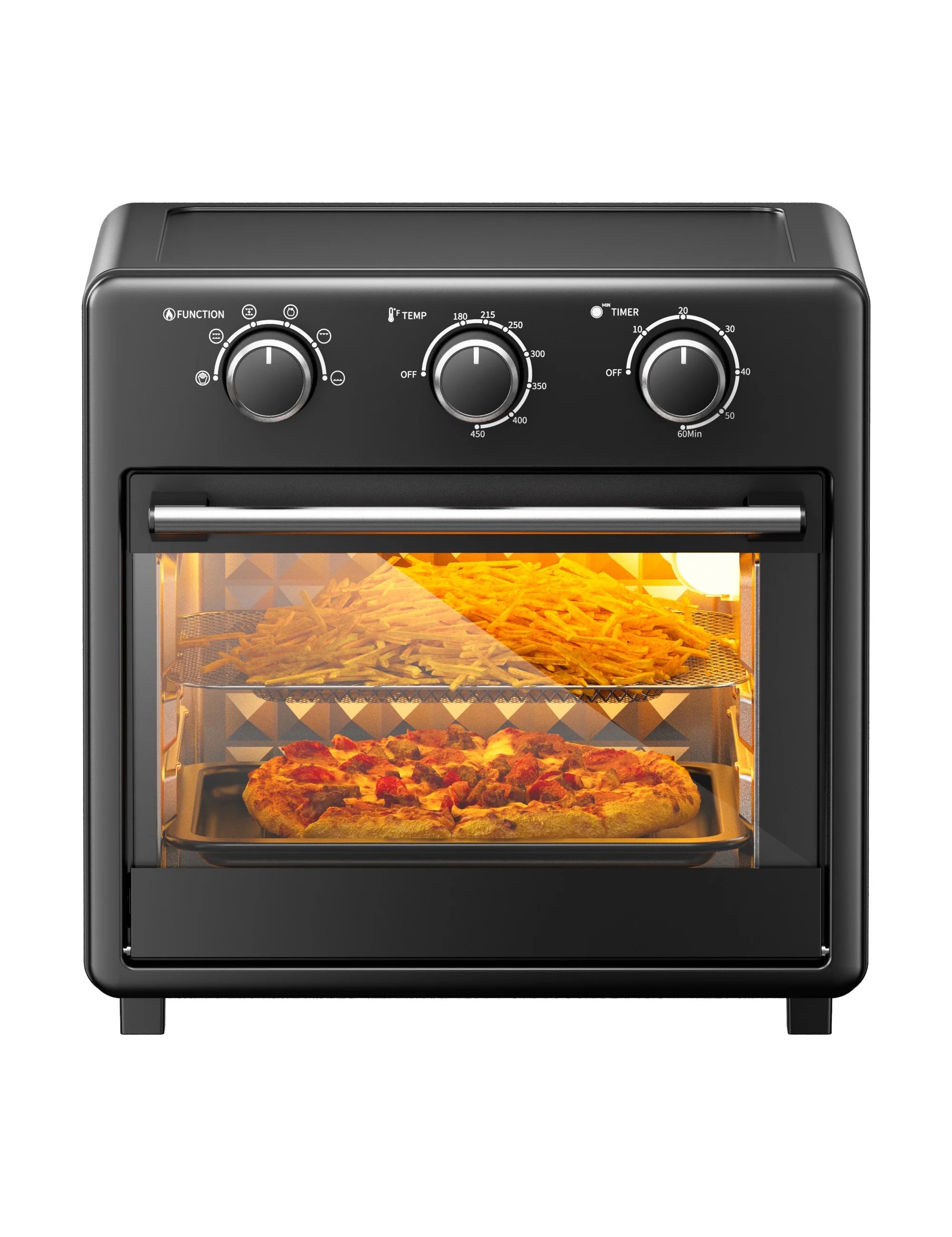 Paris Rhone 17 QT Air Fryer Toaster Oven with Viewing Window,11-in-1 Large Convection oven,Black