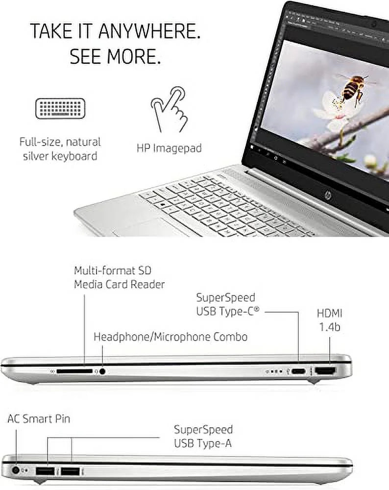 HP 2023 15.6 inch FHD Display Laptop, Intel Core i5-1135G7 up to 4.2GHz (Beats i7-1065G7), 8GB RAM, 256GB SSD, Intel Iris Xe Graphics, Webcam, WiFi, Bluetooth, Windows 11 Home, Bundle with JAWFOAL