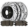 AutoShack Front and Rear Drilled Slotted Brake Rotors Black and Ceramic Pads Kit Replacement for 2002-2003 Subaru Impreza 2.5L AWD