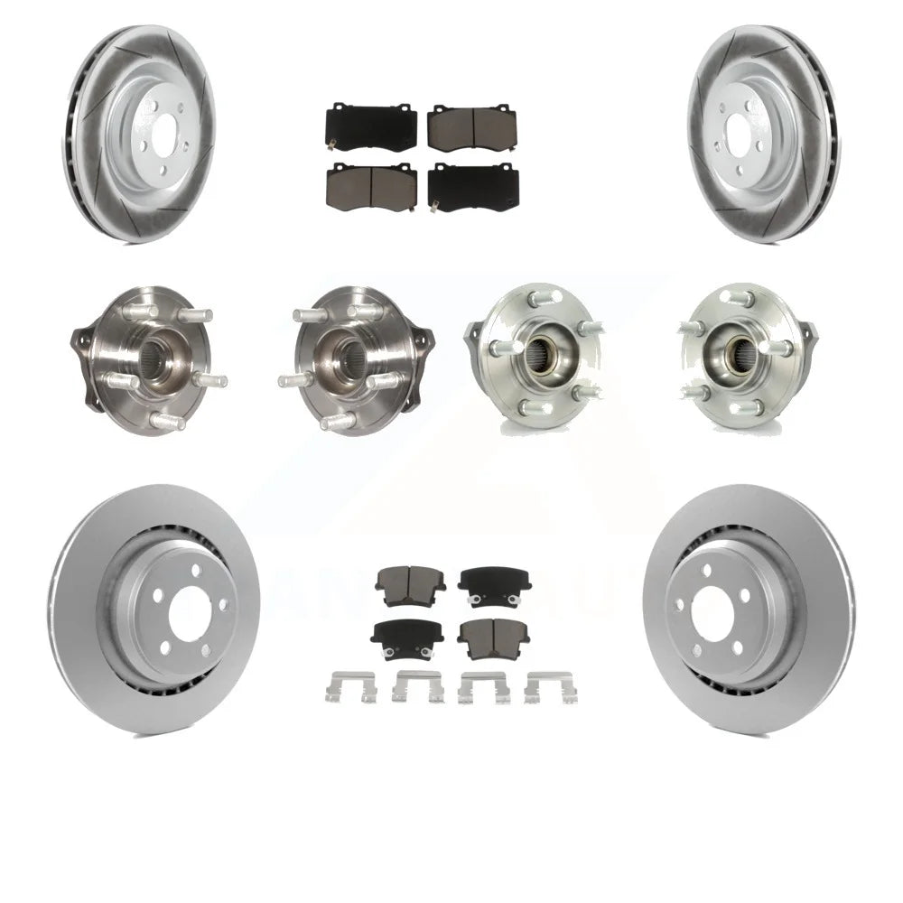 Transit Auto - Front Rear Hub Bearings Assembly Coated Disc Brake Rotors And Ceramic Pads Kit (10Pc) For 2020 Dodge Challenger GT with AWD With Brembo Brakes KBB-120588