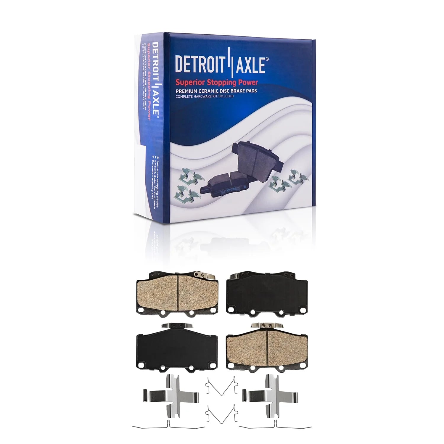Detroit Axle - Front 2pc Brake Pads for Toyota 4Runner Pickup Tacoma, 2 Ceramic Brake Pads with Hardware Replacement